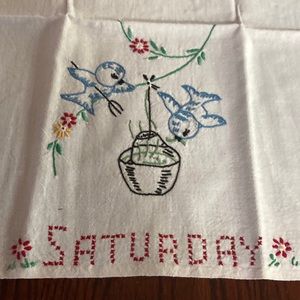 Vintage embroidered tea towel